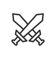 cross batle sword line icon vector image vector image