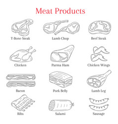 Set of vintage butchery meat stamps and labels Vector Image