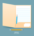 note paper in folder with pencil vector image