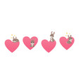 rabbits on heart set vector image