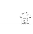 continuous one line drawing two hearts inside vector image