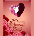 happy womens day greeting card with female face vector image vector image