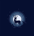 silhouette deer with night landscape vector image vector image