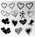hearts hand drawn set isolated design elements vector image vector image