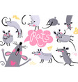 set funny rats for design cute little mice vector image