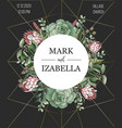 wedding invitation with leaves protea flowers vector image vector image