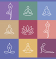 yoga icons color vector image vector image