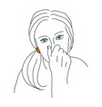 face a beautiful allergic woman sketch vector image