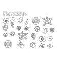 hand drawn flowers set coloring book page vector image