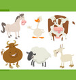 cartoon farm animals collection vector image