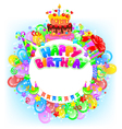 birthday round bright banner with place for text vector image