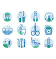 dentistry and stomatology services line art icons vector image