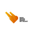 beer bottles concept heart logo on white vector image