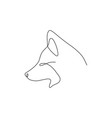 one line fox head design silhouette hand drawn vector image