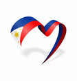 philippines flag heart shaped ribbon vector image