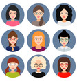 avatars of girls and women with glasses set vector image