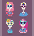 day dead female and male skeletons flowers vector image