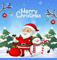 merry christmas poster design with santa claus vector image