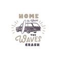 summer label with retro surf car surfboard vector image