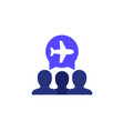 airplane and passengers icon on white vector image vector image