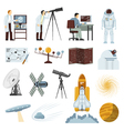astronomy research equipment flat icons collection vector image