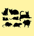 cat and mouse silhouettes vector image
