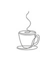 cup coffee continuous one line drawing hot vector image