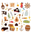 pirate stickers icons vector image