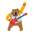 rock music and bear guitar player isolated animal vector image vector image